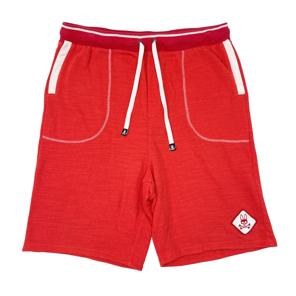 Psycho Bunny Shorts Mens Size XL Red Pink Terry Cotton Sweatshorts Golf Casual